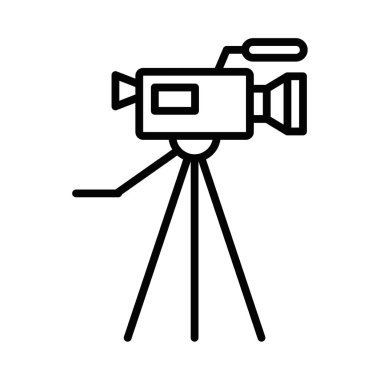 Bir tripodun üzerindeki video kamera ikonu. Düzenlenebilir vuruş.