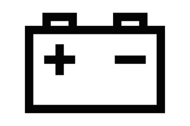 Olumlu ve olumsuz uçlu araba aküsü simgesi. Düzenlenebilir vuruş.