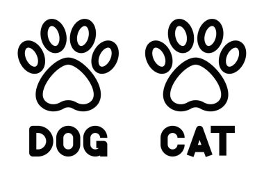 Köpek ve kedi patisi simgeleri asgari çizgi şeklinde. Düzenlenebilir vuruş.