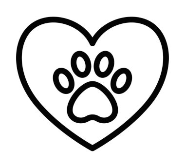 Hayvan bakımını temsil eden pençe izli bir kalp ikonu. Düzenlenebilir vuruş.