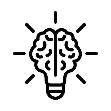 Ana hatlı beyin ampul vektör simgesi. Düzenlenebilir vuruş