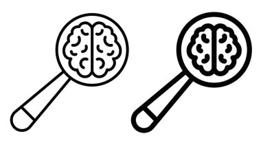 Büyütecin içindeki bir beynin ana simgesi. Düzenlenebilir vuruş