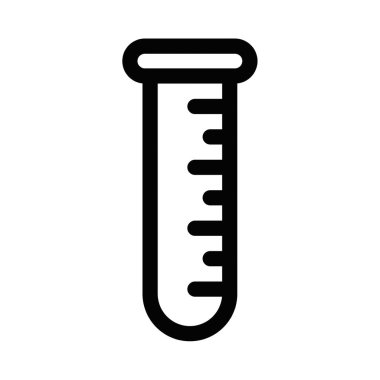 Kalın hatlı test tübü simgesi, basit vektör tasarımı. Düzenlenebilir vuruş