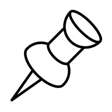 Koyu, temiz, minimalist vektör tarzında iğne simgesine bas. Düzenlenebilir vuruş