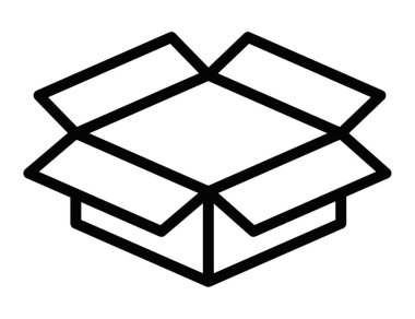 Tasarımda flapları olan kutu vektör simgesini aç. Düzenlenebilir vuruş