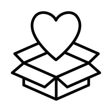 Kalp şekli tasarımı olan kutu vektör simgesini aç. Düzenlenebilir vuruş