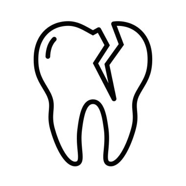 Çatlak desenli kırık diş vektör simgesi. Düzenlenebilir vuruş