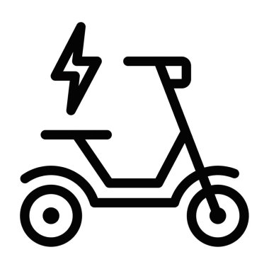 Sanat vektörü çiziminde elektrikli bisiklet. Düzenlenebilir vuruş