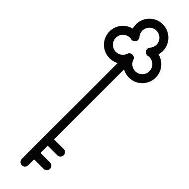 Minimalist tasarım için antik anahtar vektör simgesi. Düzenlenebilir vuruş