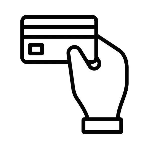Bir kredi kartı ikonunu ana hatlarıyla tutuyor. Düzenlenebilir vuruş.