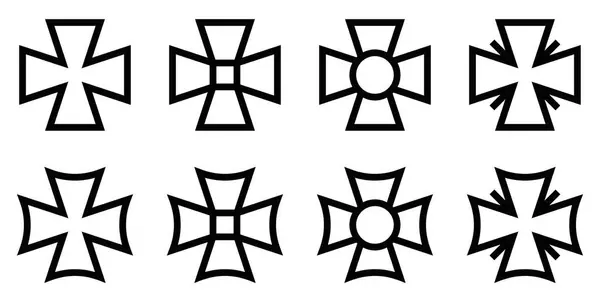 Malta çapraz varyasyon vektör simgeleri ana hatlar biçiminde. Düzenlenebilir vuruş