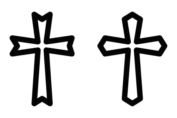 Keskin geometrik kenarlı kalın çapraz simgeler, vektör çizimi. Düzenlenebilir vuruş