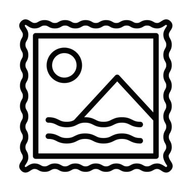 Posta pulu simgesi ve vektör stili manzaralı bir illüstrasyon. Düzenlenebilir vuruş