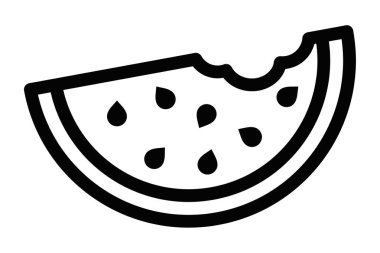 Çekirdekleri doğrusal olmayan karpuz dilimi simgesi. Düzenlenebilir vuruş