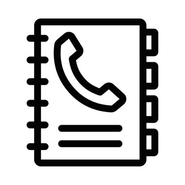Basit çizilmiş vektör biçiminde telefon rehberi simgesi. Düzenlenebilir vuruş