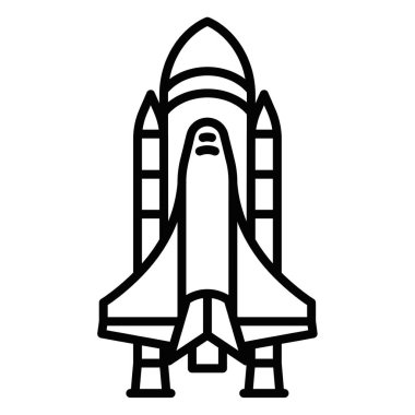 Uzay mekiği simgesi taslak biçimi, vektör illüstrasyonu. Düzenlenebilir vuruş.