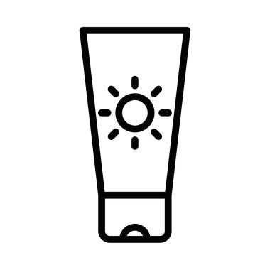 Güneş sembollü güneş kremi ikonu. Düzenlenebilir vuruş.