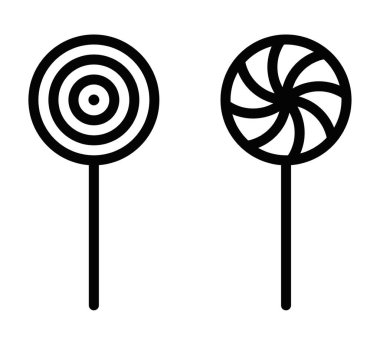 Sarmal ve dairesel şekillerde lolipop simgeleri. Düzenlenebilir vuruş.