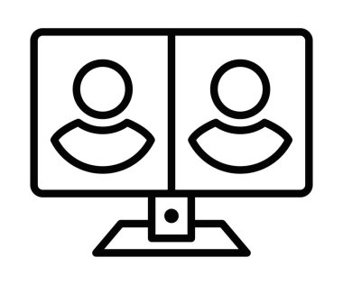 İki profilli görüntülü sohbet simgesi. Düzenlenebilir vuruş.