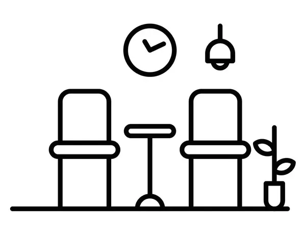 Minimalist bekleme odası iç vektörü. Düzenlenebilir vuruş