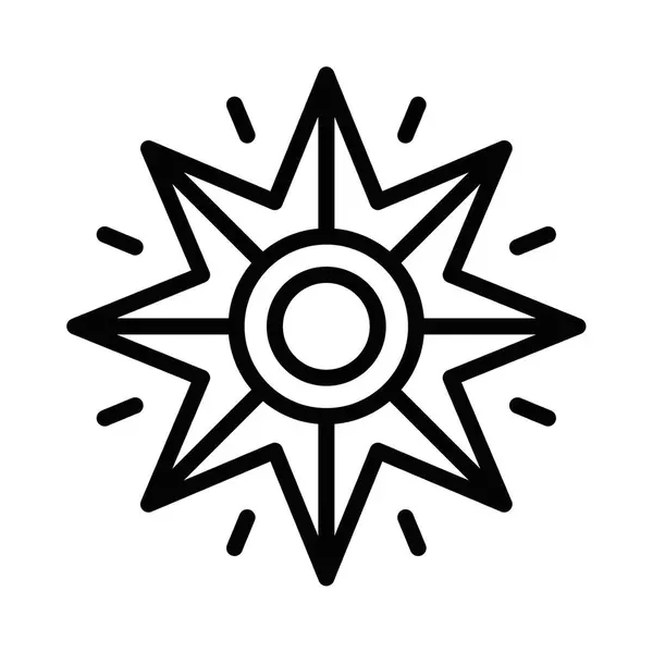 Kalın çizgileri ve merkezi bir noktası olan bir yıldız simgesi. Düzenlenebilir vuruş.