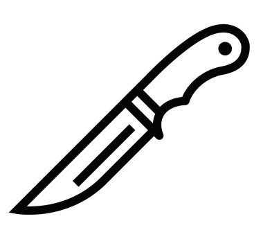 Keskin bıçaklı ve saplı basit bir mutfak bıçağı. Düzenlenebilir vuruş