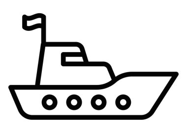 Bayrak taşıyan minimalist gemi simgesi. Düzenlenebilir vuruş