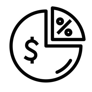 Dolar sembollü ve analizli pasta grafiği simgesi. Düzenlenebilir vuruş