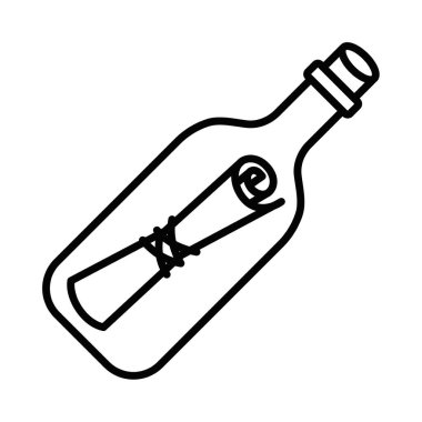 İçinde parşömen olan bir şişenin taslak simgesi. Düzenlenebilir vuruş