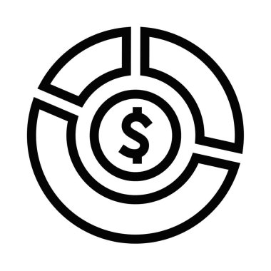 Dolar sembollü bir pasta grafiğinin taslak simgesi. Düzenlenebilir vuruş