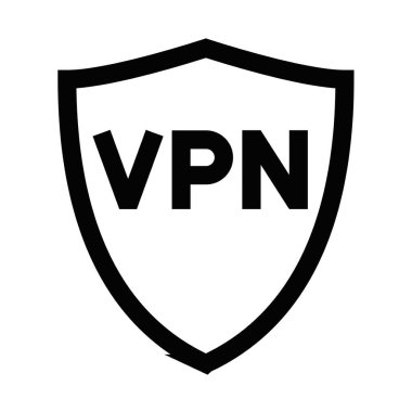 Güvenli bağlantılar için VPN kalkan simgesi. Düzenlenebilir vuruş
