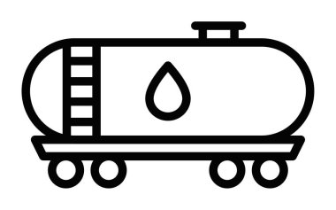 Sıvı taşımacılık için demiryolu tankı ikonu. Düzenlenebilir vuruş