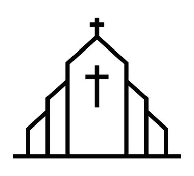 Çapraz vektör illüstrasyonlu kilise ikonu. Düzenlenebilir vuruş