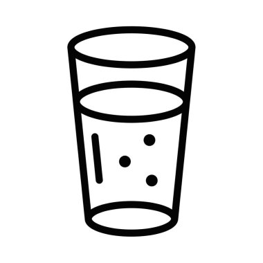 Sıvı ve kabarcıklı cam, temiz vektör ikonu. Düzenlenebilir vuruş