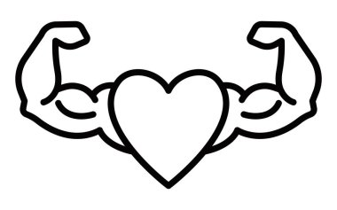 Formda kalmak için güçlü kol vektör ikonu olan kalp. Düzenlenebilir vuruş