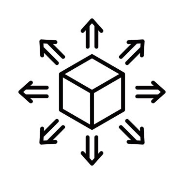 Okları olan ürün dağıtım vektör simgesi. Düzenlenebilir vuruş
