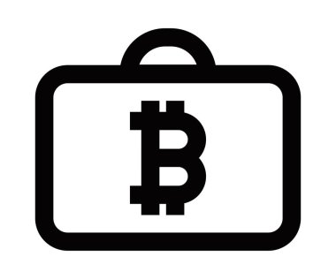 Bitcoin kripto para sembollü evrak çantası vektör simgesi. Düzenlenebilir vuruş