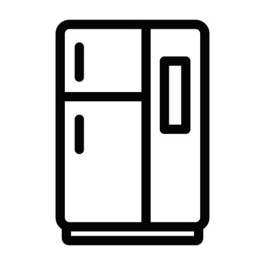 Çift kapılı buzdolabı vektör ikonu. Düzenlenebilir vuruş