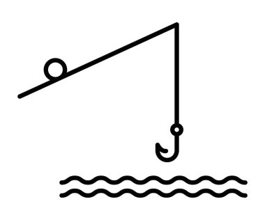 Olta oltası, olta vektör ikonu ile balık avı için. Düzenlenebilir vuruş