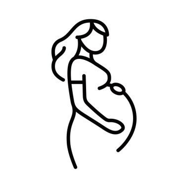 Hamile kadın vektör ikonu annelik ve anneliği temsil ediyor. Düzenlenebilir vuruş