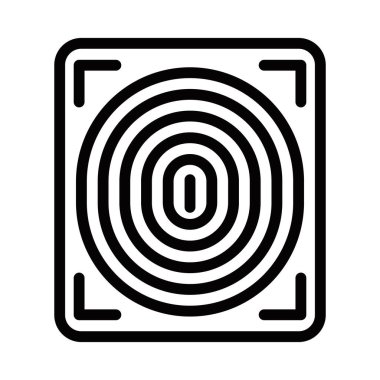 Eş merkezli siyah çizgili parmak izi tarama simgesi. Düzenlenebilir vuruş