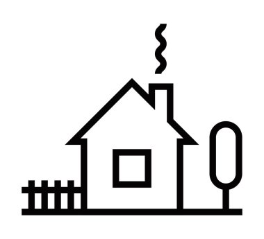 Baca ve ağaçlı, siyah çizgili, rahat bir ev. Düzenlenebilir vuruş