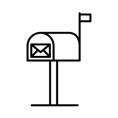 Posta kutusu, gelen mektup, siyah özet. Düzenlenebilir vuruş