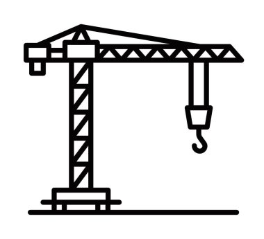 İnşa ve endüstri temaları için vinç vektör simgesi. Düzenlenebilir vuruş