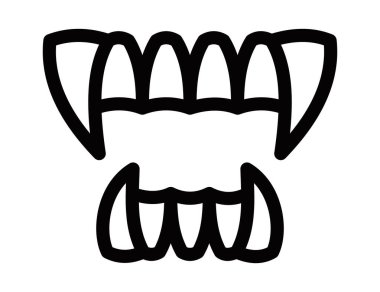 Vampir dişleri Cadılar Bayramı ve korku temaları için vektör ikonu. Düzenlenebilir vuruş