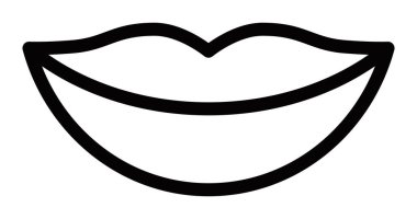 Minimalist gülümseme ikonu, siyah ana hatlı vektör çizimi. Düzenlenebilir vuruş