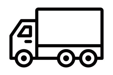 Teslimat kamyonu ikonu, siyah ana hat vektörü. Düzenlenebilir vuruş