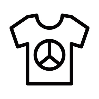 Barış sembollü tişört, ana hatlı vektör. Düzenlenebilir vuruş