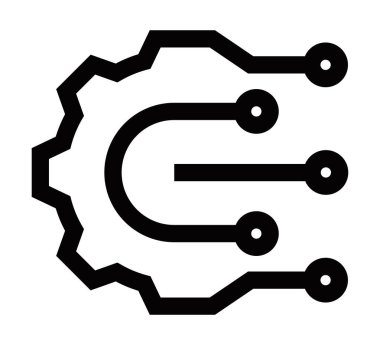 Teknoloji devresi ikonu, siyah ana hat vektörü. Düzenlenebilir vuruş