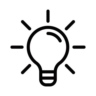 Parlayan ışınlı ampul, fikir ve yaratıcılığın sembolü. Vektör simgesi. Düzenlenebilir vuruş